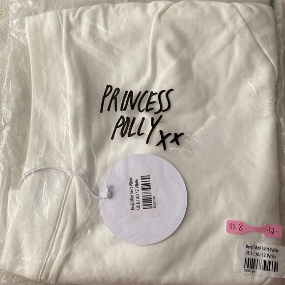 Princess Polly BENJI MINI SKIRT WHITE US 8 - Picture 5 of 5